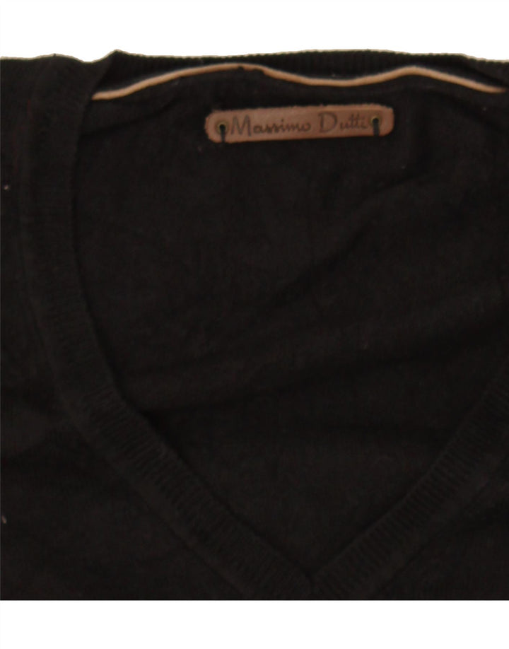 MASSIMO DUTTI Mens V-Neck Jumper Sweater Large Black Classic Vintage Massimo Dutti and Second-Hand Massimo Dutti from Messina Hembry 