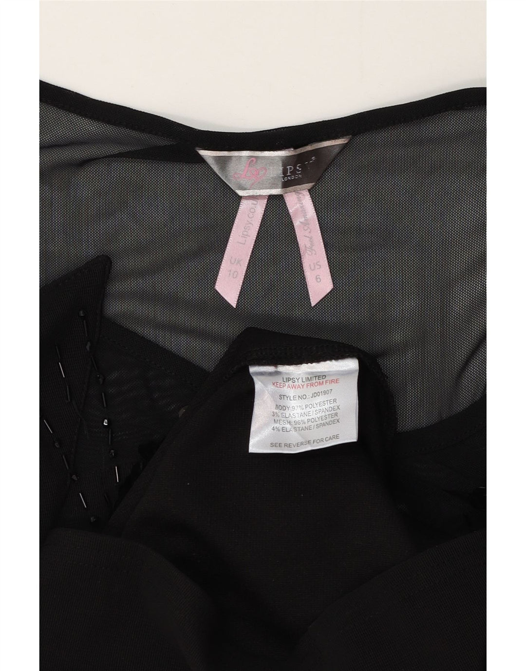 Vestido ajustado Lipsy para mujer UK 40 Small Poliéster negro