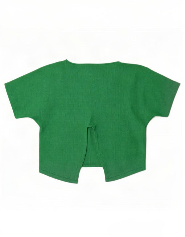Zara Mujer Crop Blusa Top UK 46 Grande Poliéster Verde