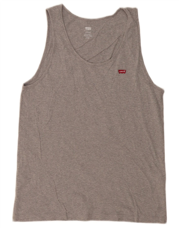 Levi's Camiseta sin mangas estándar para hombre de algodón moteado en gris medio