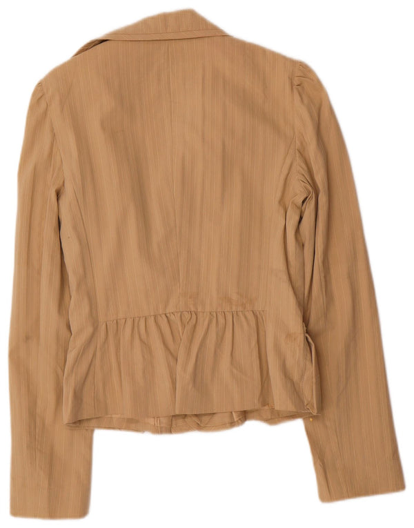 LUISA SPAGNOLI Chaqueta tipo blazer abierta para mujer IT 40 Small Beige Pinstripe