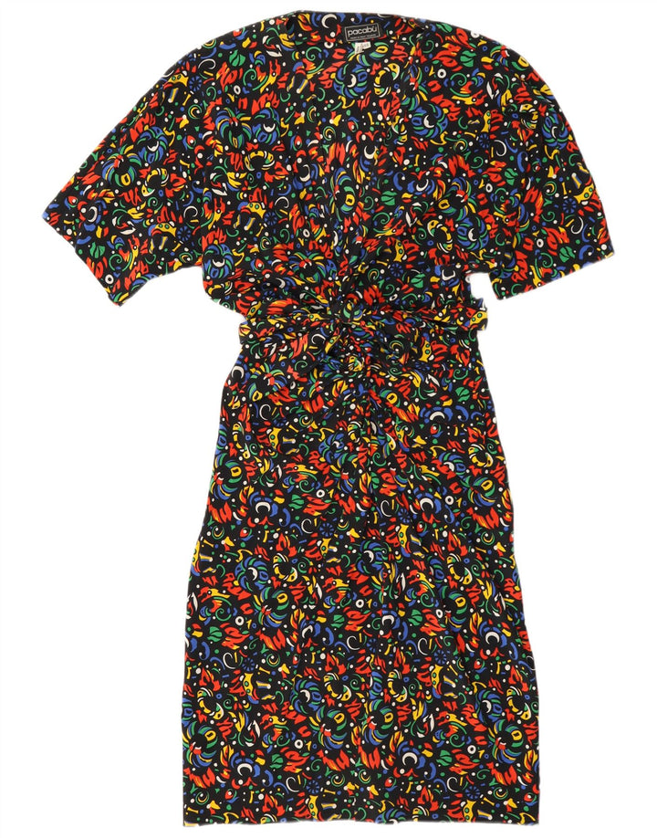 Vestido tubo vintage para mujer IT 46 Seda geométrica multicolor grande
