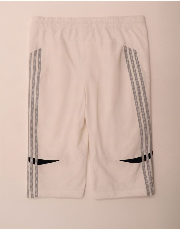 Adidas Bermudas Deportivas Para Hombre Poliéster Color Block Blanco Mediano