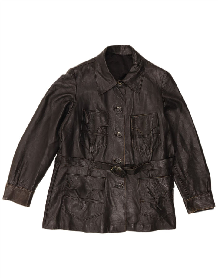 Chaqueta de cuero vintage para mujer Reino Unido 14 Negro medio