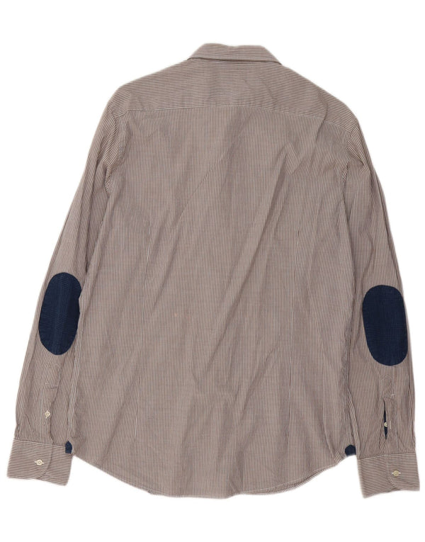 Camisa Massimo Dutti Hombre Large Gris Rayas Algodón