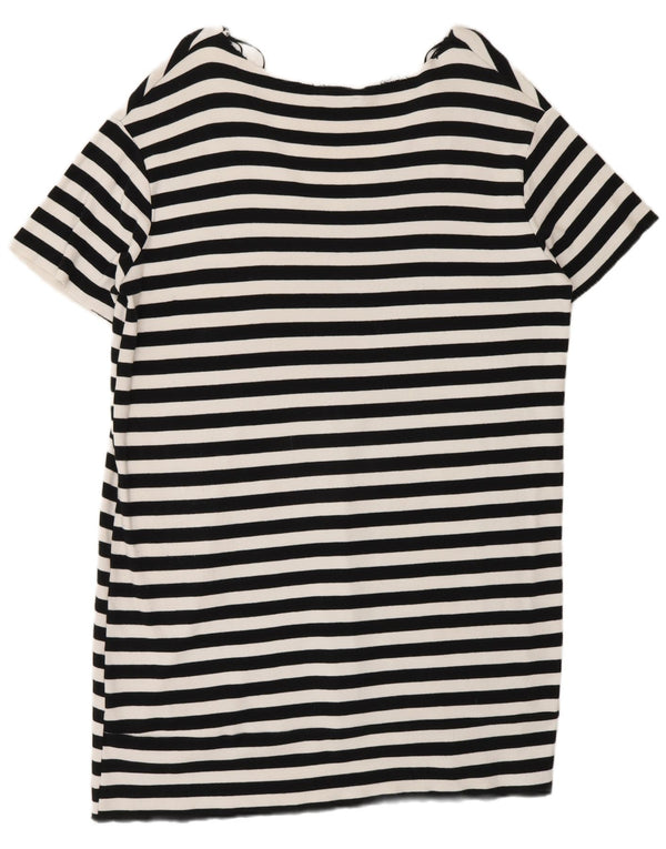 Zara Vestido Camiseta Mujer UK 46 Grande Algodón A Rayas Blanco