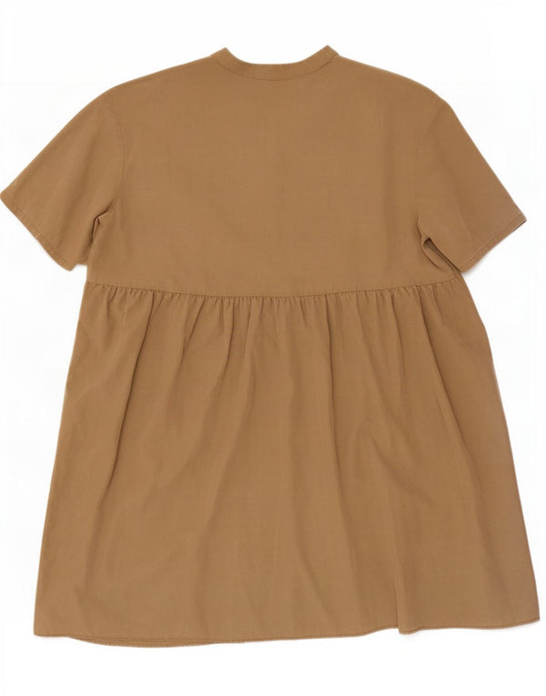 Zara Mujer Vestido Oversize Escalonado UK 6 XS Beige Lyocell