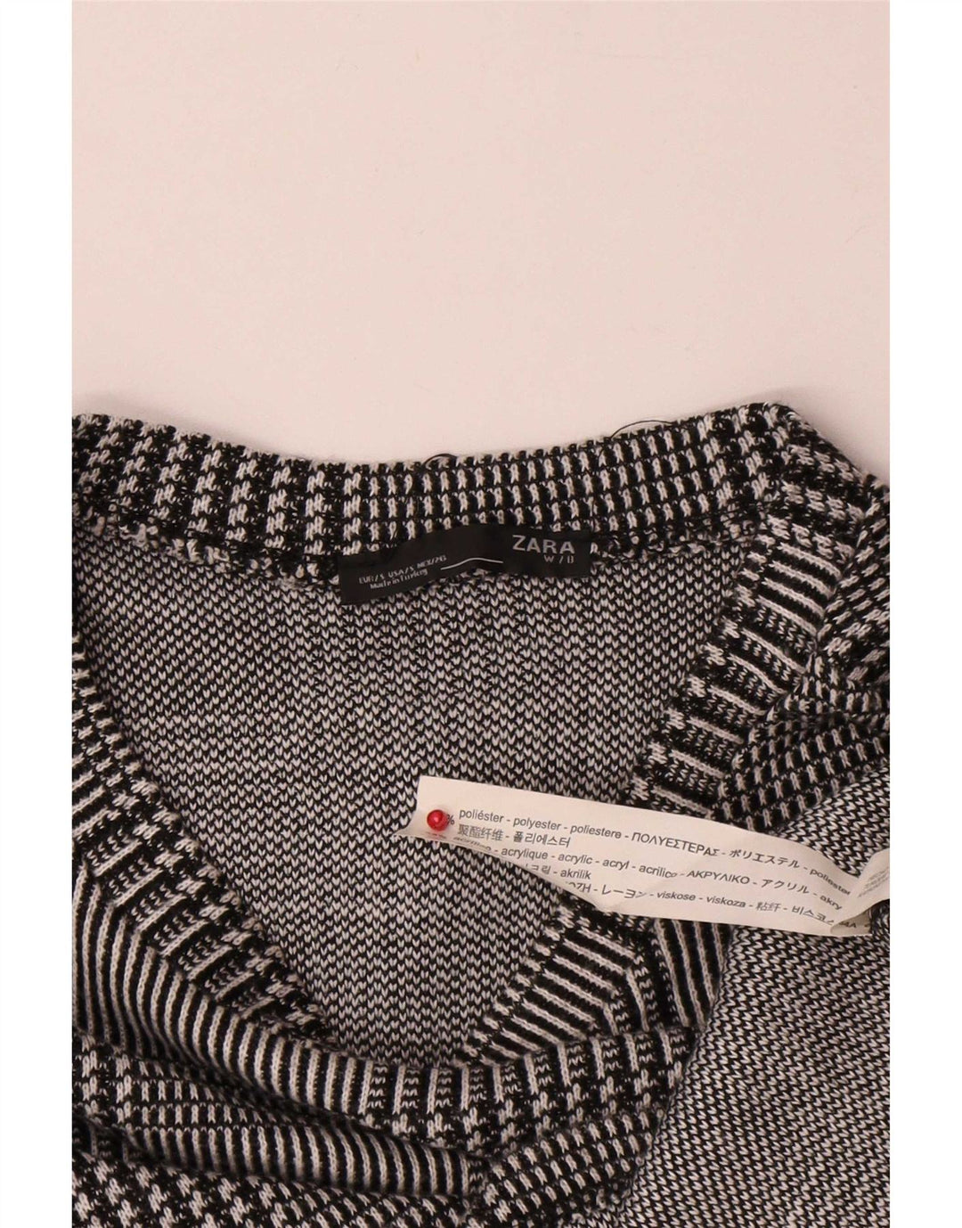 Zara Mujer Suéter De Cuello Redondo De Gran Tamaño UK 10 Small Grey Check