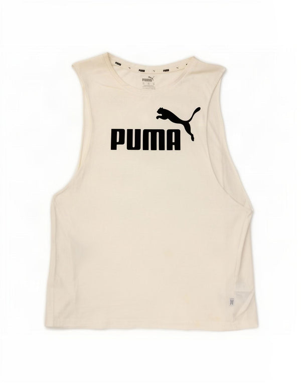 Puma Camiseta sin mangas gráfica extragrande para mujer UK 6 XS Algodón blanco