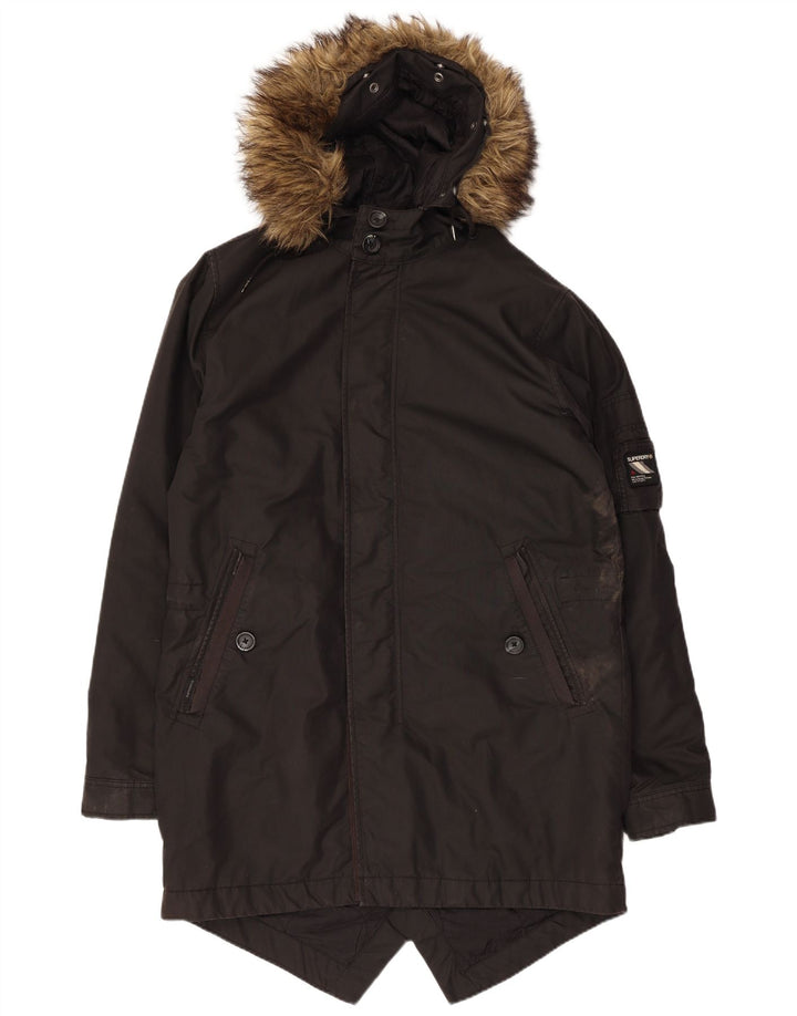 Superdry Parka con capucha para hombre, talla 38, color caqui mediano