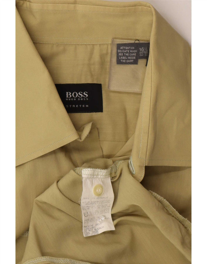 Camisa Hugo Boss para hombre talla 16 1/2 grande algodón caqui