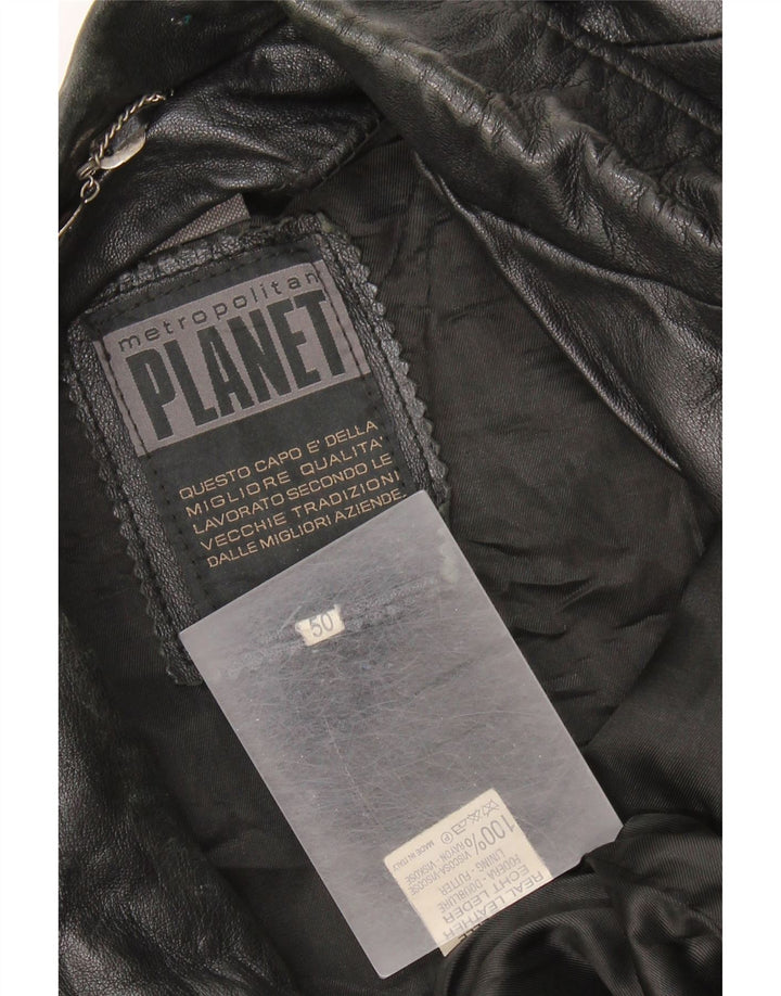 Chaqueta de cuero vintage para hombre IT 50 XL cuero negro