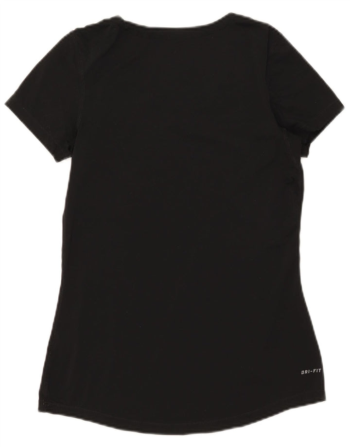 Nike Mujer Dri Fit Camiseta Top UK 12 Mediano Negro Poliéster