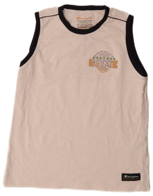 Champion Camiseta sin mangas estampada para niños 13-14 años XL Blanco Colorblock Algodón