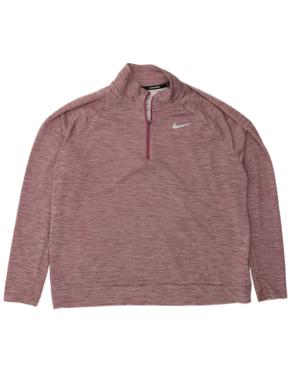 Nike Hombre Running Zip Neck Top Manga Larga XL Rojo Moteado Poliéster Deportes