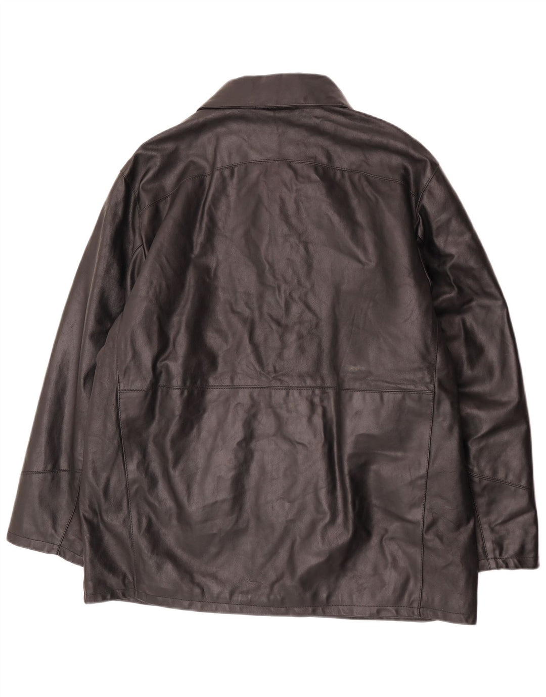 Chaqueta de cuero vintage para hombre IT 54 2XL cuero negro