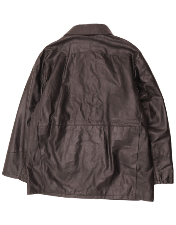 Chaqueta de cuero vintage para hombre IT 54 2XL cuero negro