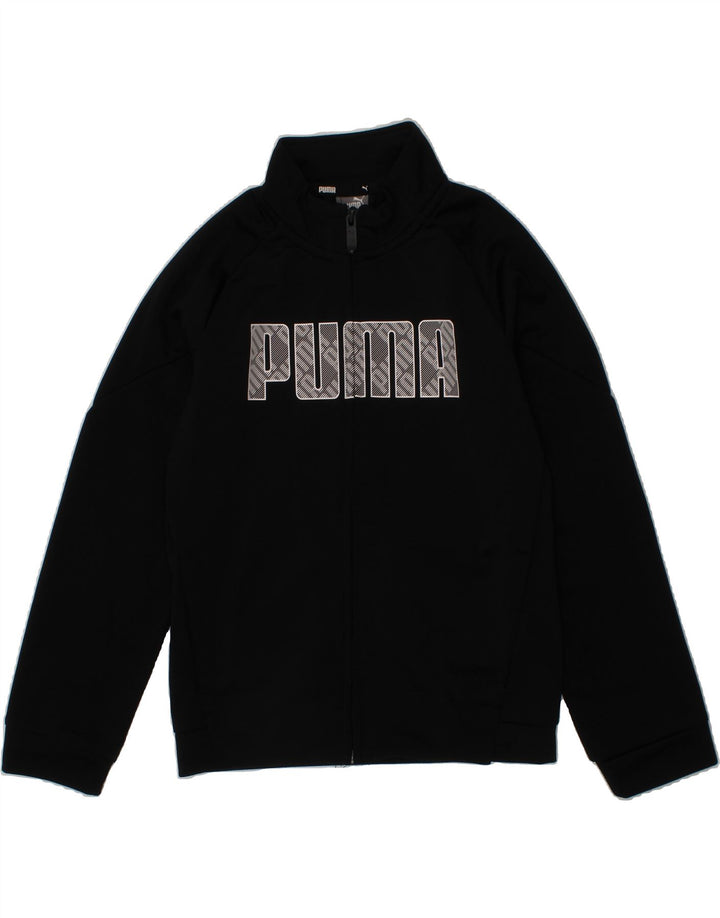 PUMA Boys Graphic Tracksuit Top Jacket 7-8 Years Black Polyester Vintage Puma and Second-Hand Puma from Messina Hembry 