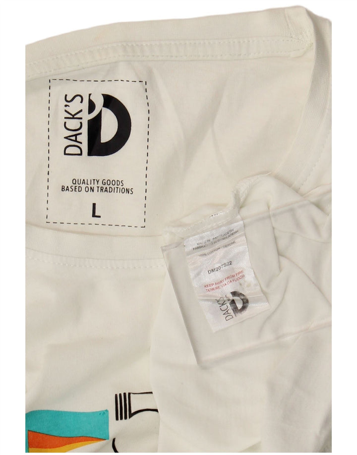 Dack's Camiseta gráfica para hombre Top grande de algodón blanco