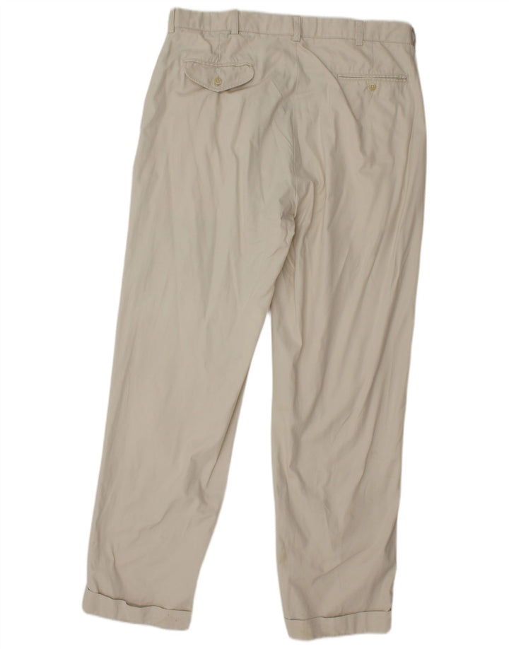 POLO RALPH LAUREN Pantalón chino con pinzas para hombre W35 L32 Algodón blanco roto