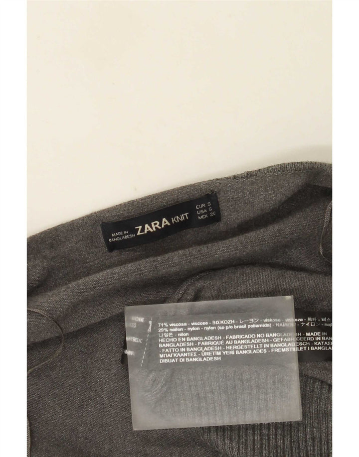 Zara Mujer Suéter Cárdigan Abierto Asimétrico De Gran Tamaño UK 10 Small Gris