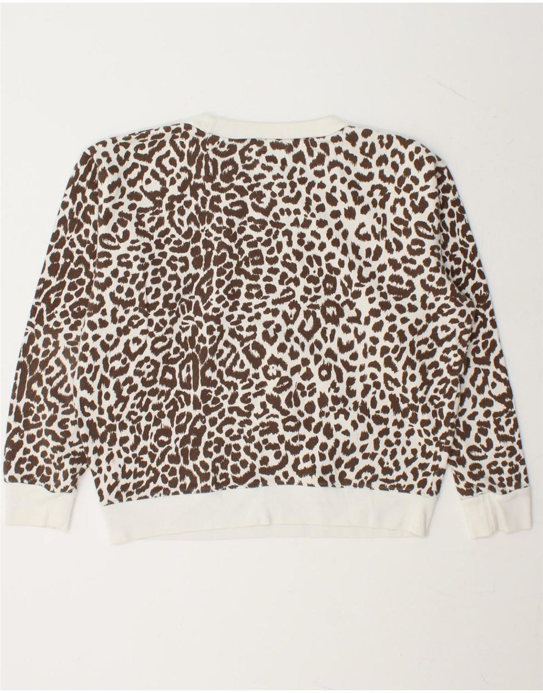 J. CREW Womens Oversized Sweatshirt Jumper UK 14 Medium White Animal Print Vintage J. Crew and Second-Hand J. Crew from Messina Hembry 