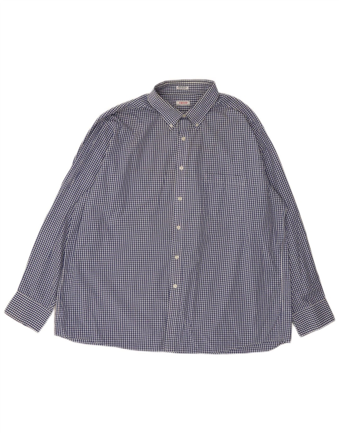 IZOD Camisa de corte regular para hombre, talla 18, 2XL, algodón a cuadros azul
