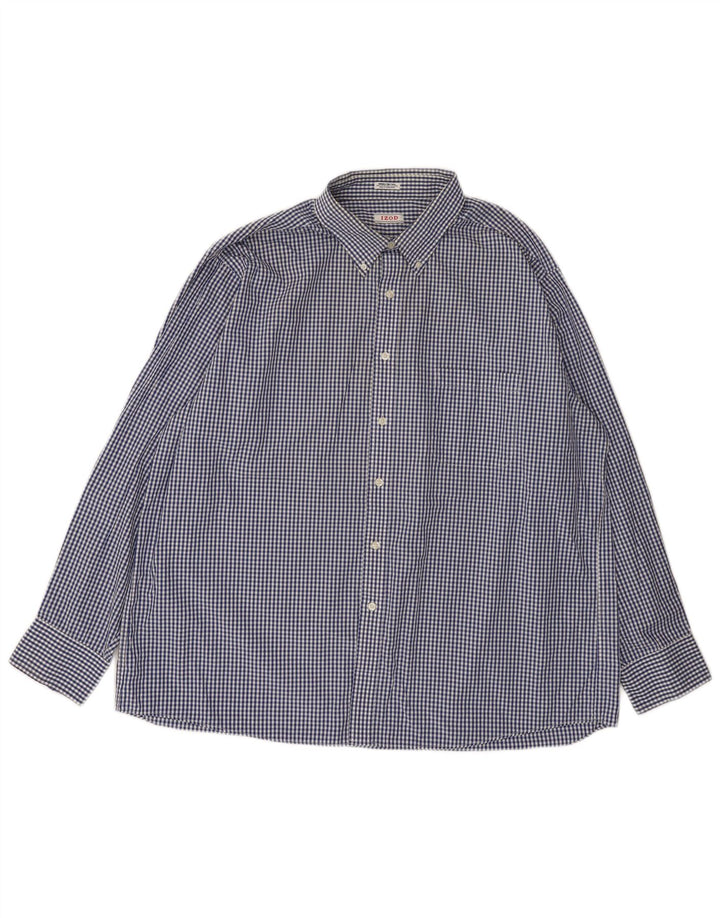 IZOD Camisa de corte regular para hombre, talla 18, 2XL, algodón a cuadros azul