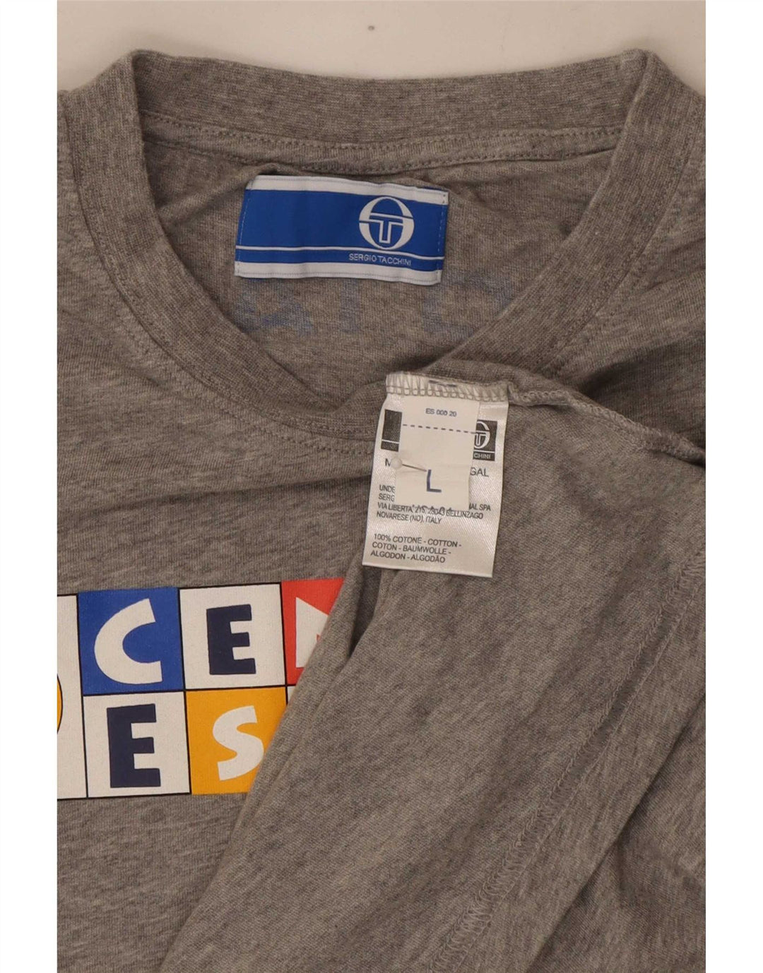 Sergio Tacchini Camiseta gráfica para hombre Top Grande Gris Algodón