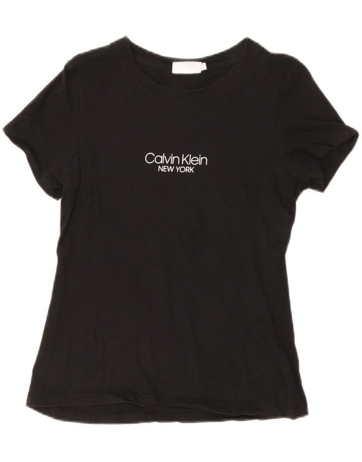 CALVIN KLEIN Camiseta gráfica para mujer Top UK 12 Medium Black Cotton