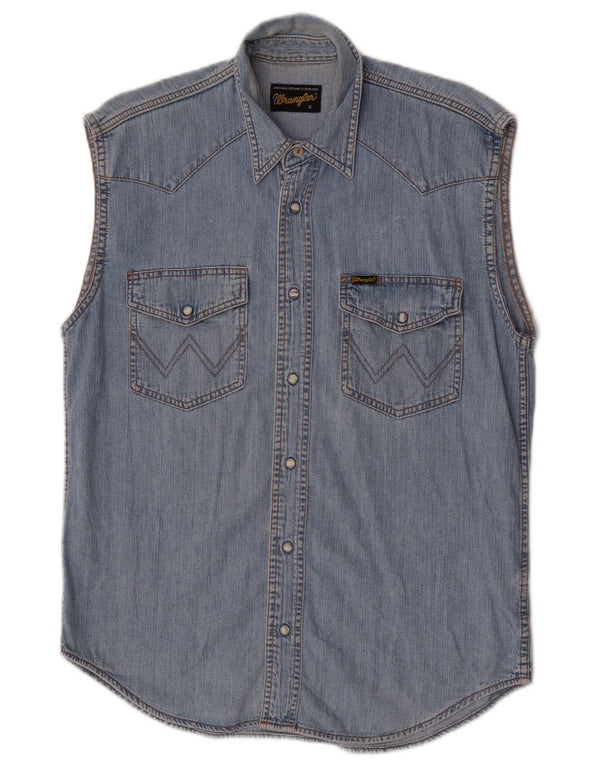 Wrangler Camisa Vaquera Sin Mangas Para Hombre Algodón Azul Pequeño