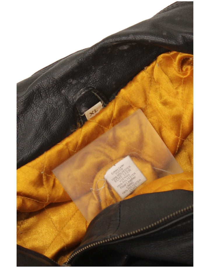 Chaqueta de cuero vintage para hombre Reino Unido 42 XL cuero negro
