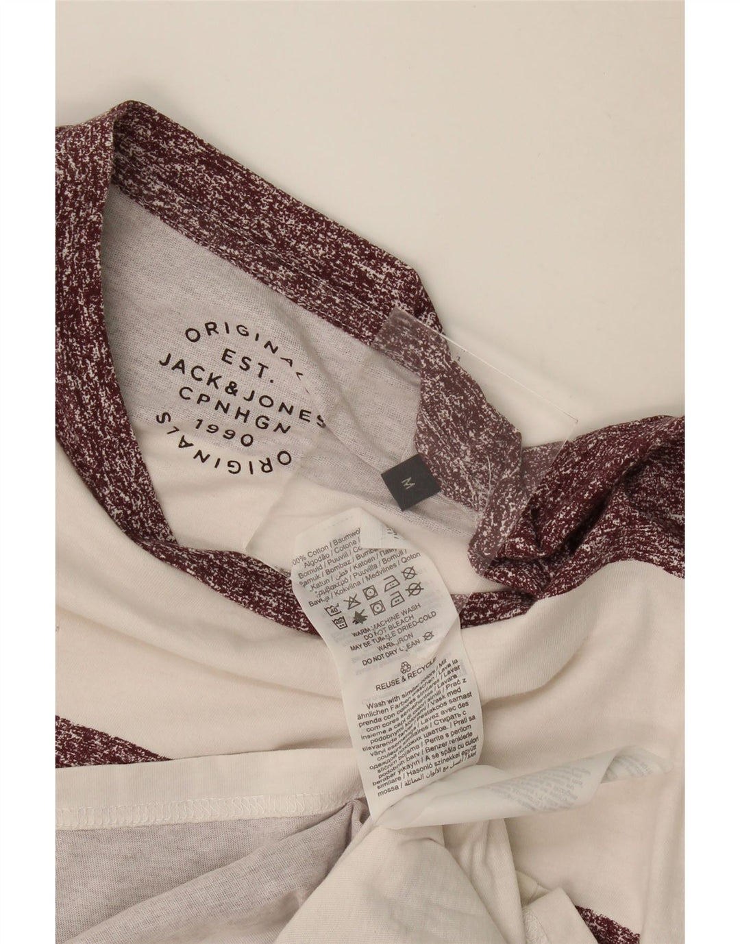 Jack & Jones Hombre Camiseta Top Medium Blanco Rayas Algodón