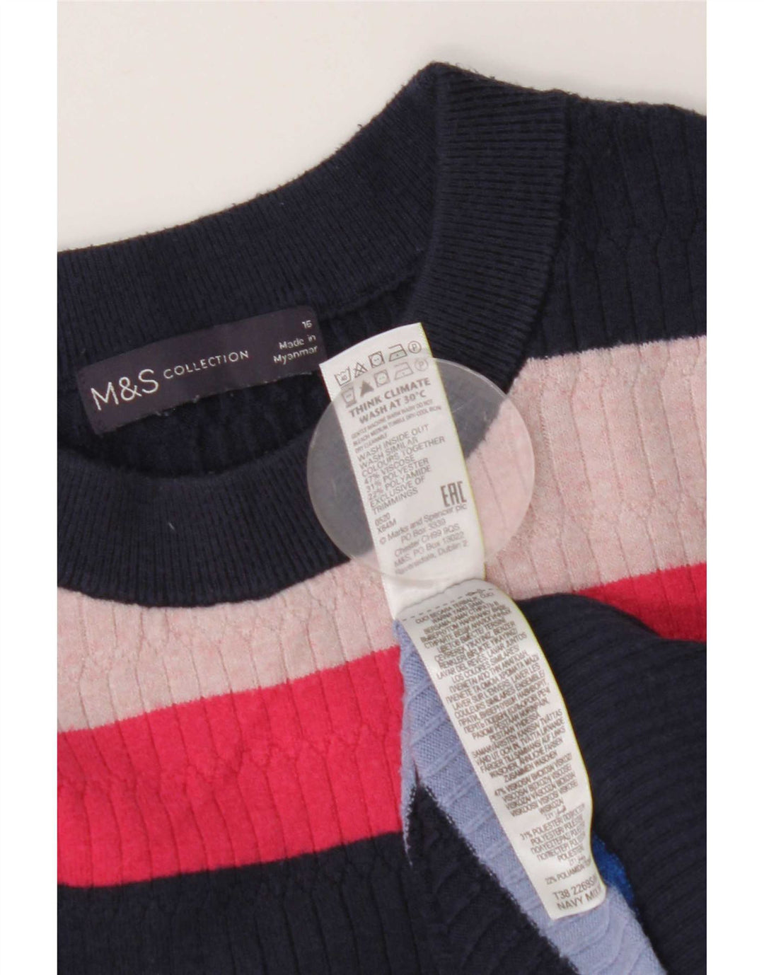 Marks & Spencer Suéter de Cuello Redondo para Mujer UK 46 Grande Multicolor