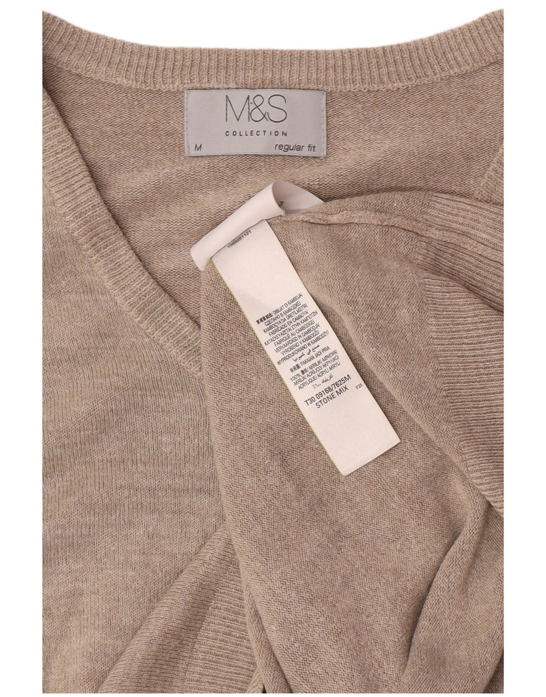 Marks & Spencer Jersey De Corte Regular Con Cuello En V Para Hombre Moteado En Beige Medio
