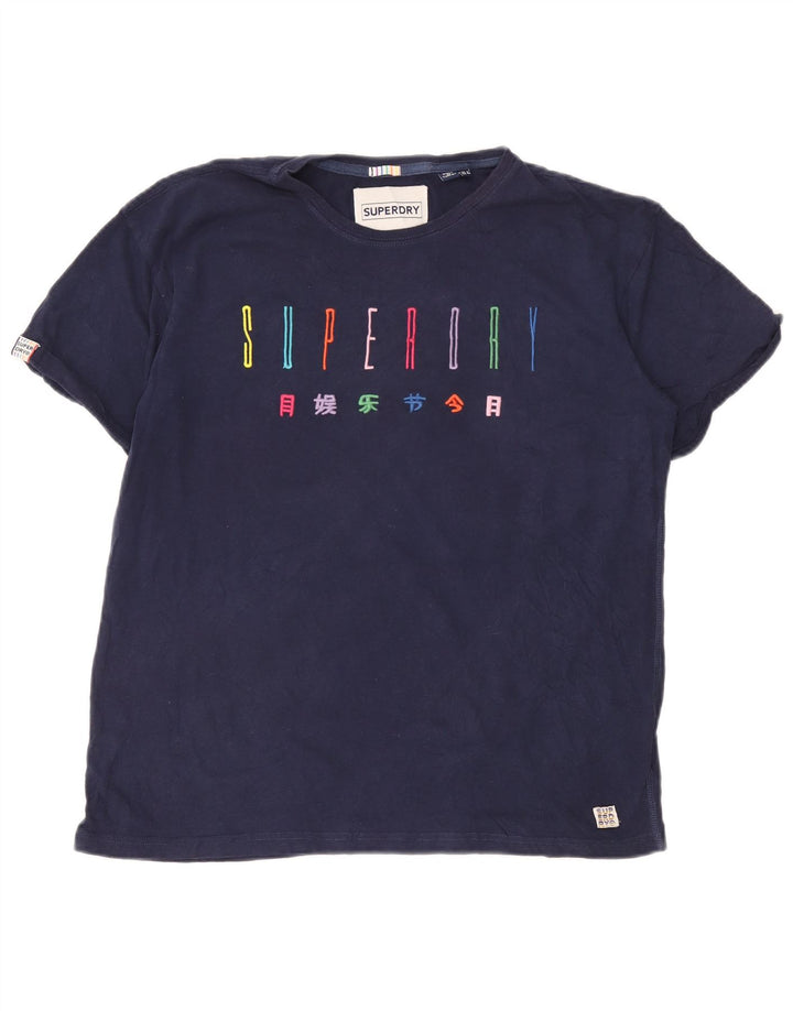 Superdry Camiseta Gráfica para Mujer Top UK 40 Medium Azul Marino Algodón