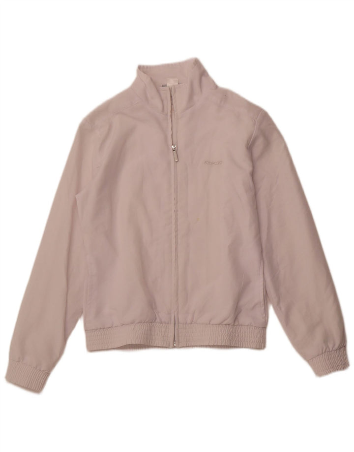 REEBOK Chaqueta superior de chándal para mujer Reino Unido 12 Poliéster blanco mediano
