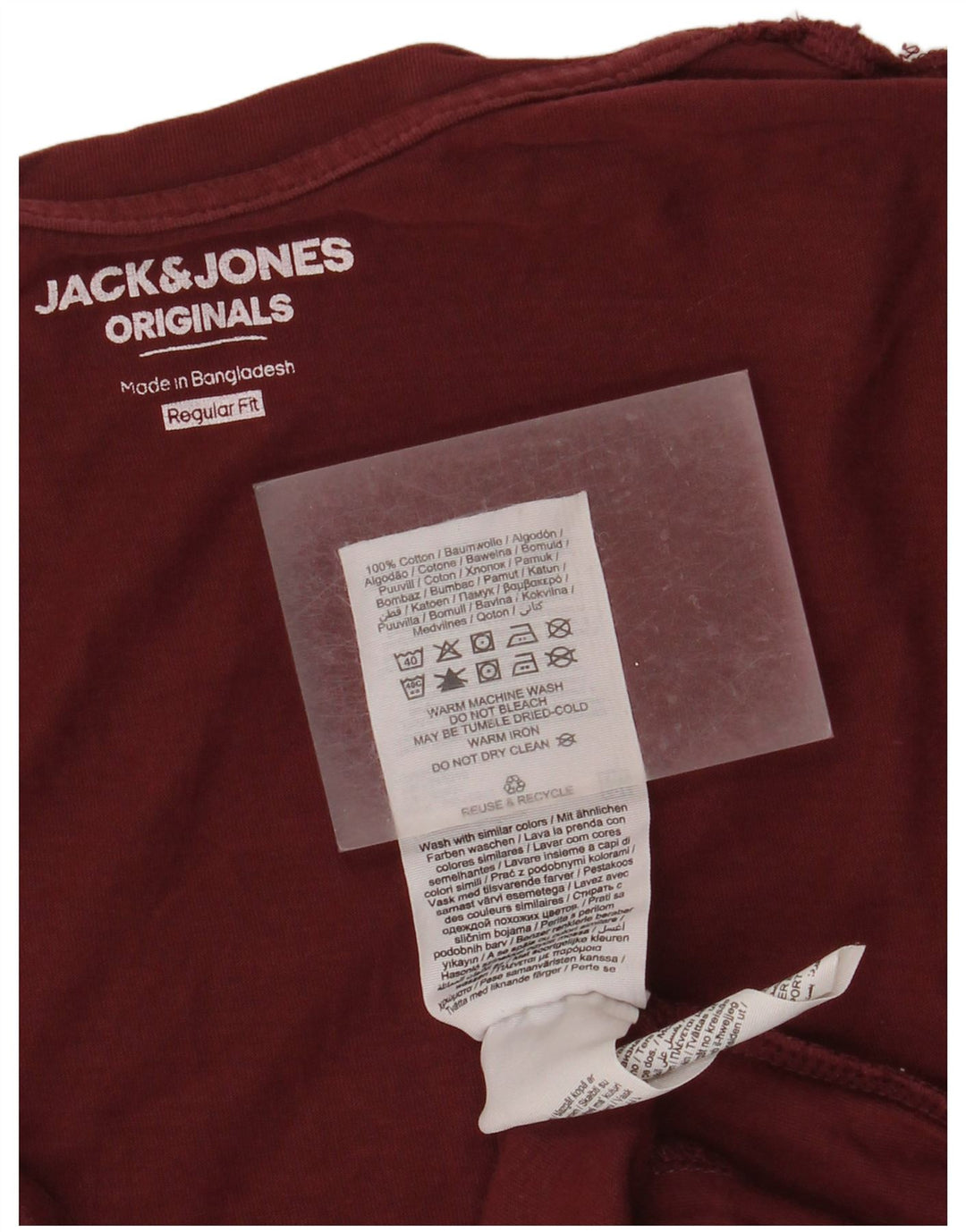 Jack & Jones Camiseta con gráfico de ajuste regular para hombre Top pequeño de algodón granate