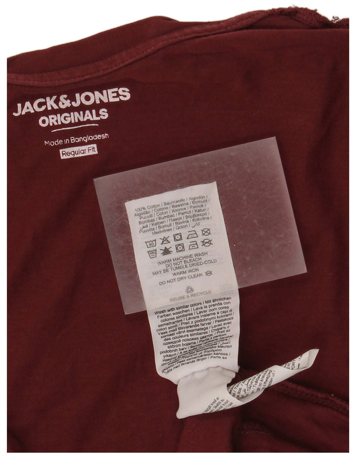 Jack & Jones Camiseta con gráfico de ajuste regular para hombre Top pequeño de algodón granate
