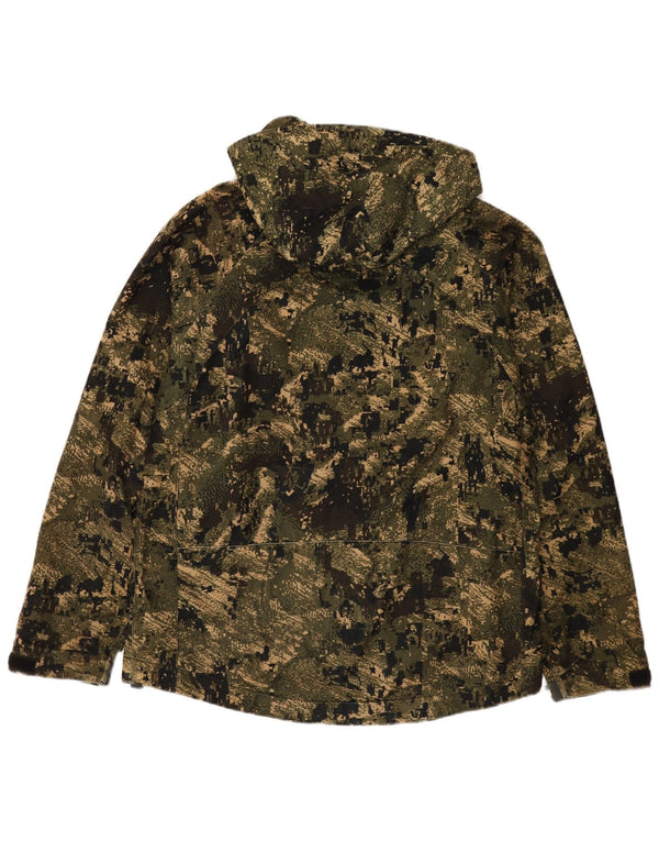 Vintage Womens Hooded Windbreaker Jacket IT 50 XL Khaki Camouflage