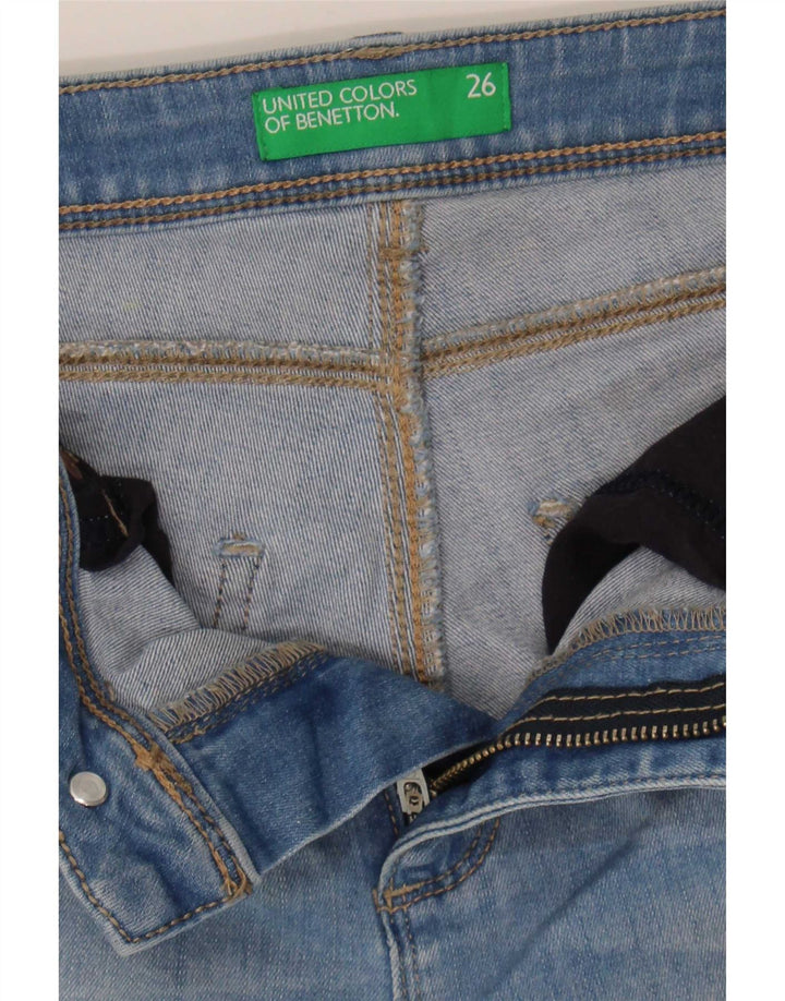 Benetton Vaqueros Slim Desgastados Con Corte Bota W26 L31 Azul