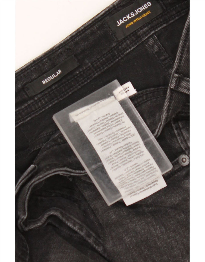 JACK & JONES Pantalones cortos de mezclilla desgastados regulares para hombre W30 Algodón negro mediano