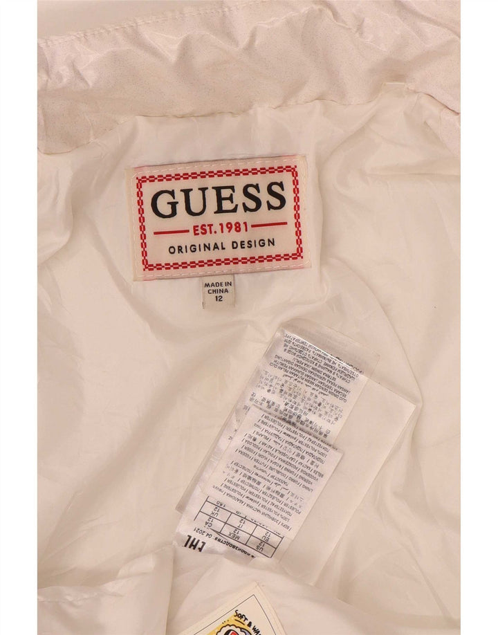 Guess Abrigo acolchado gráfico para niña 11-12 años Poliéster blanco