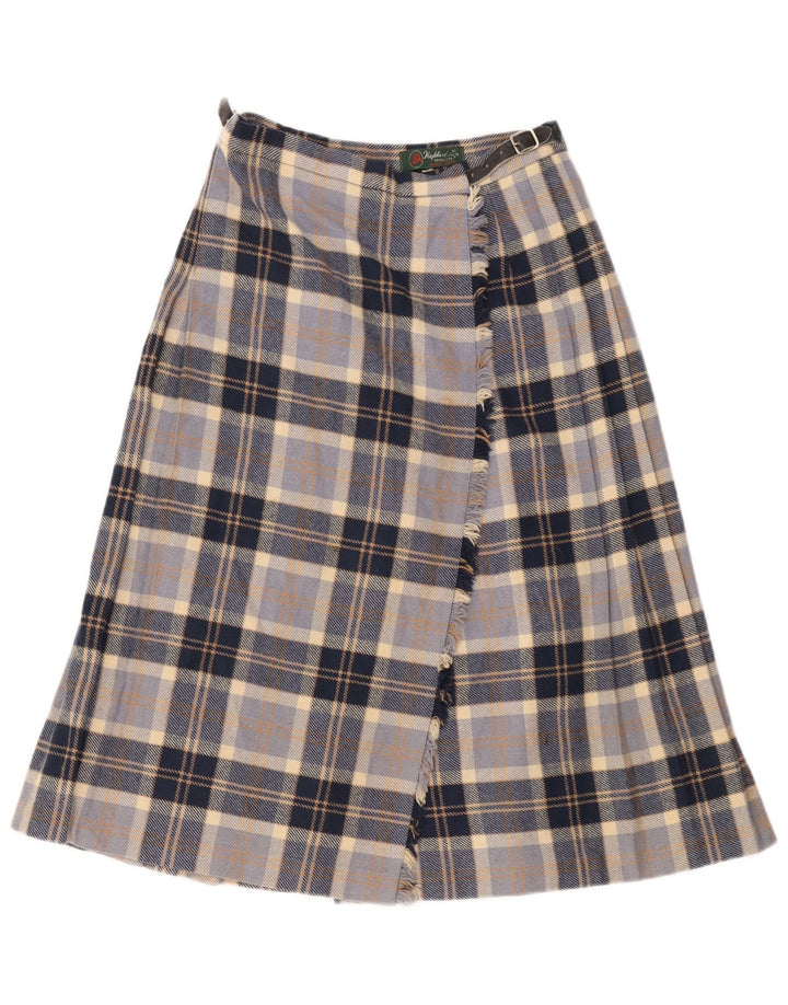 Falda cruzada para mujer Highland EU 38 Medium W28 Lana a cuadros azul marino