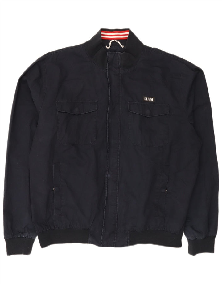 Slam Chaqueta Bomber para Hombre UK 46 3XL Algodón Azul Marino
