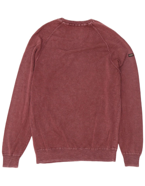 Superdry Hombre Sudadera Jumper Large Borgoña Algodón