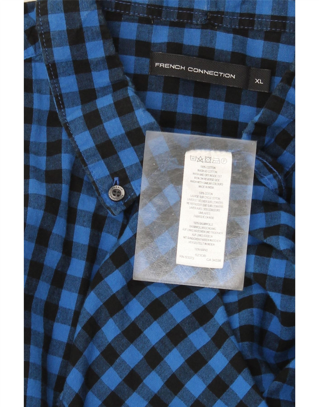Camisa para hombre French Connection XL Algodón a cuadros azul