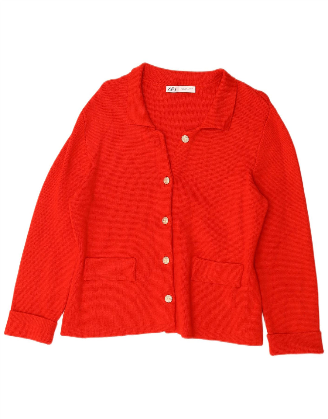 Zara Mujer Cárdigan Suéter UK 46 Large Viscosa Roja