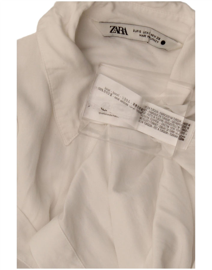 Zara Mujer Camisa UK 10 Small White Lyocell