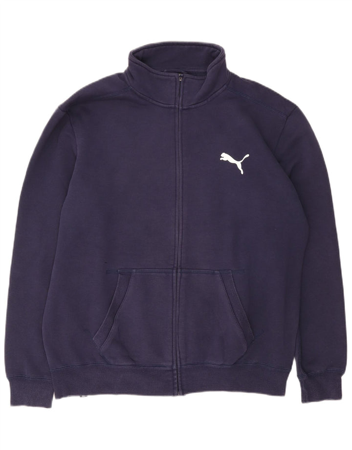 Puma Mens Chándal Top Chaqueta Grande Azul Marino Algodón